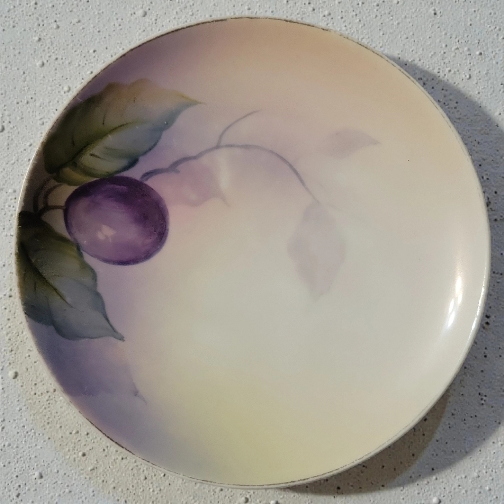 Vtg 1921-1940 Noritake Bread Butter Porcelain Dish Plate Plum Leaves Gold Rim